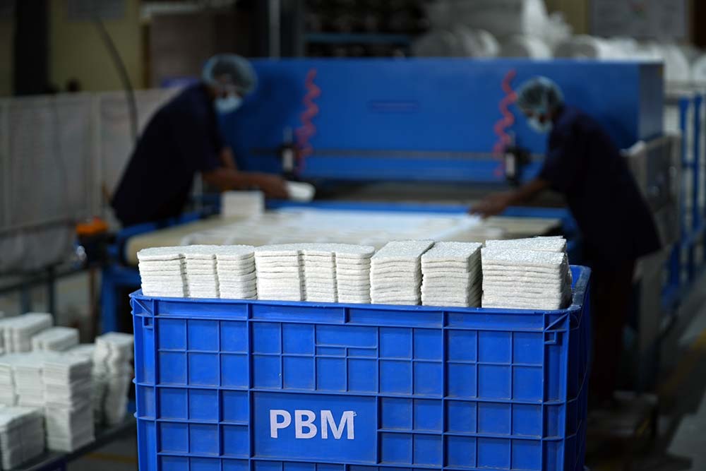 PBM eco-friendly insulation products stacked for customer delivery