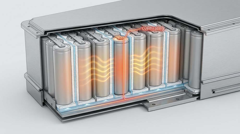 EV battery thermal runaway heat propagation insulation containment system diagram