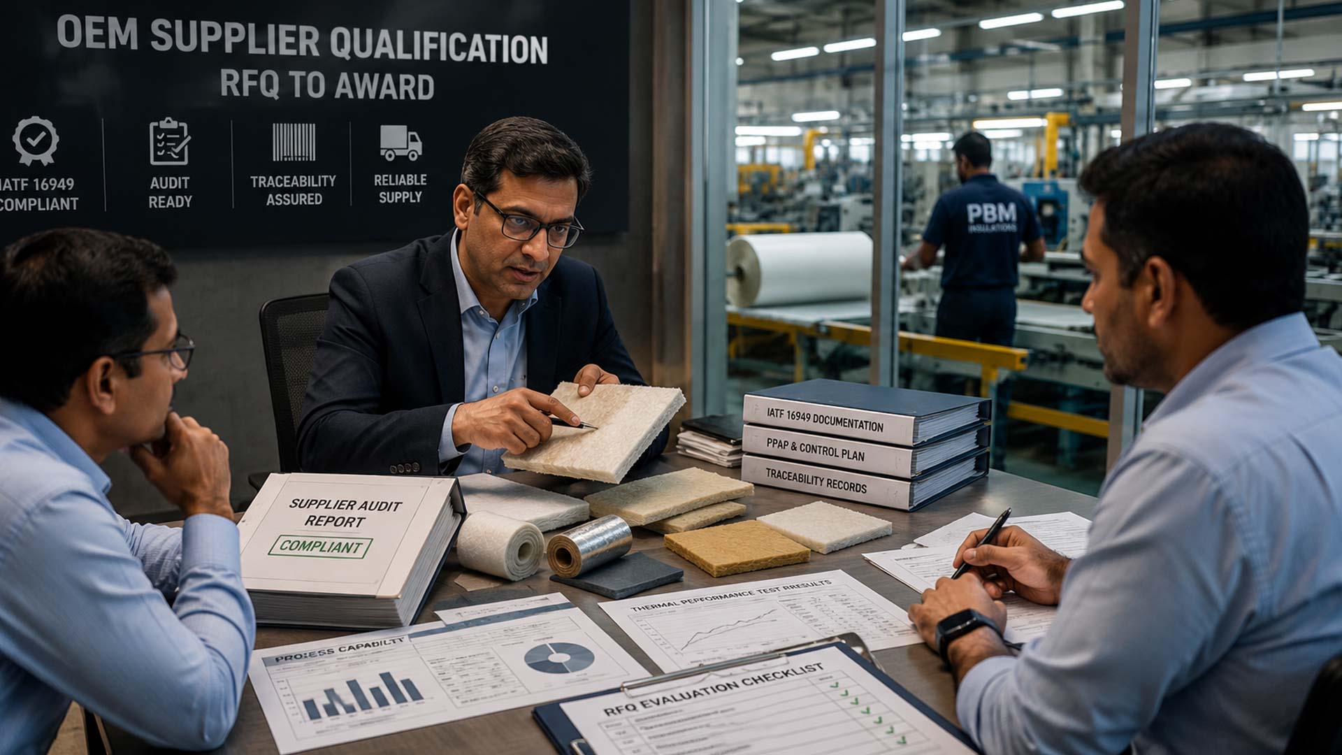 OEM team reviewing insulation supplier qualification and audit documentation