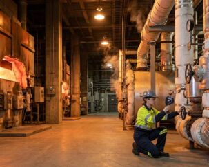 Ceramic fibre insulation in industrial furnace