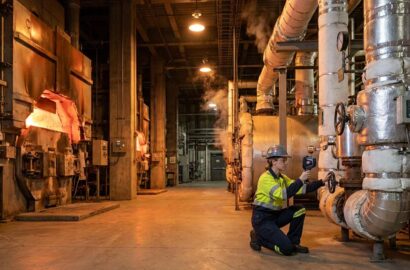Ceramic fibre insulation in industrial furnace
