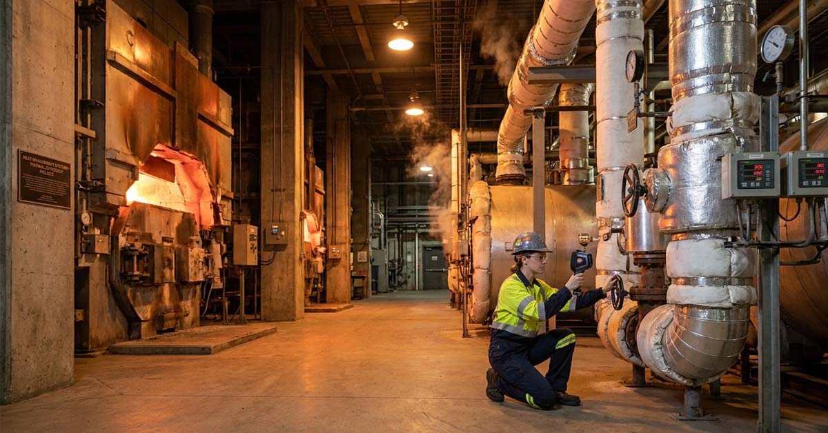 Ceramic fibre insulation in industrial furnace