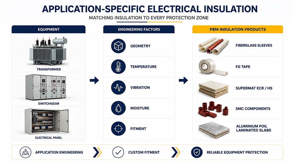 Application-specific electrical insulation products for transformer, switchgear and panel protection applications