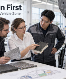 Engineers selecting automotive insulation materials for different vehicle application zones.